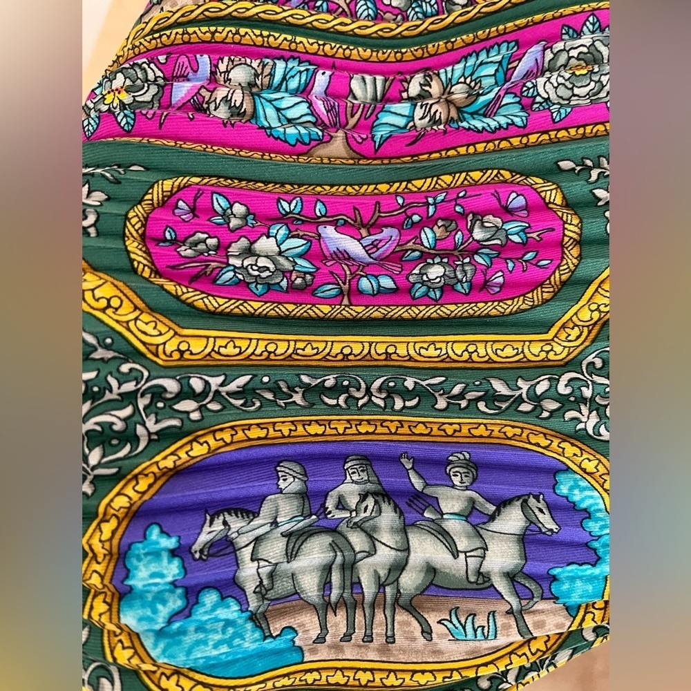 Hermes Silk Plisse Pleated Qalamdan Scarf Catherine Baschet Box EUC Circa 1990 - Picture 12 of 16